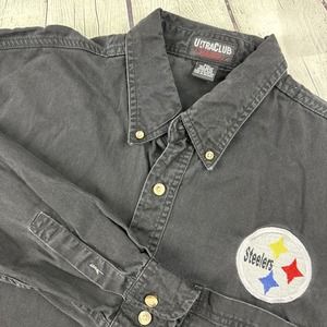 Ultra Club Collection Button Down Shirt Mens 2XL Embroidered Steelers Logo Black
